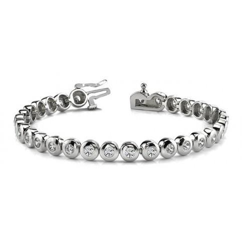 6.20 Ct Round Bezel Set Real Diamond Tennis Bracelet Solid White Gold 14K