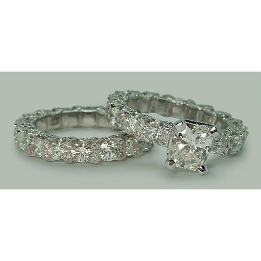 6.25 Carat Real Diamond Engagement Ring Band Set White Gold 14K - Engagement Ring Set-harrychadent.ca