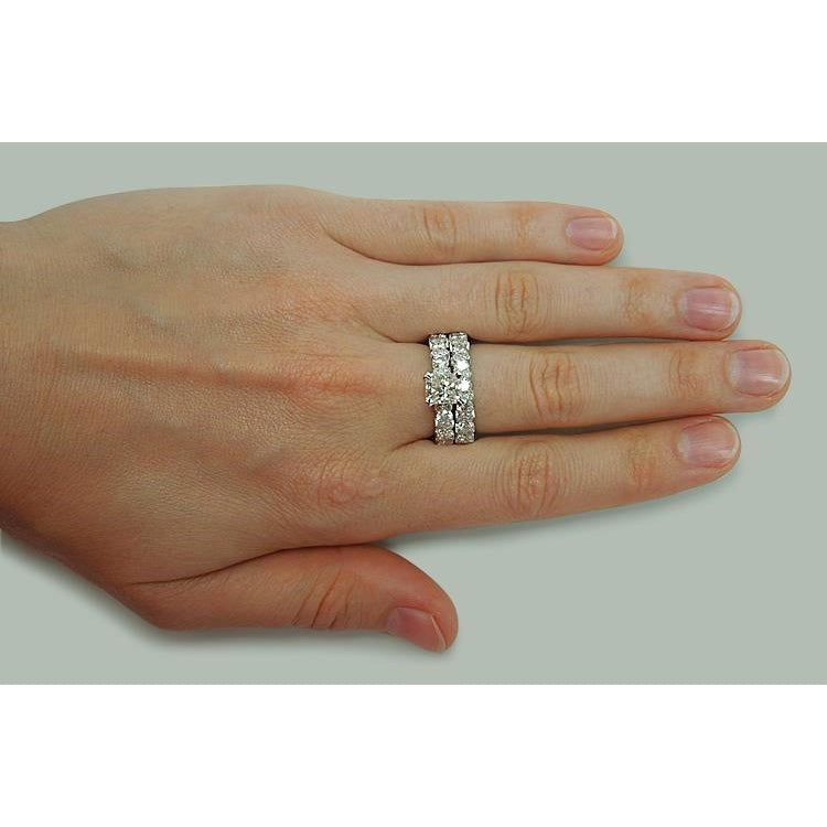 6.25 Carat Real Diamond Engagement Ring Band Set White Gold 14K - Engagement Ring Set-harrychadent.ca