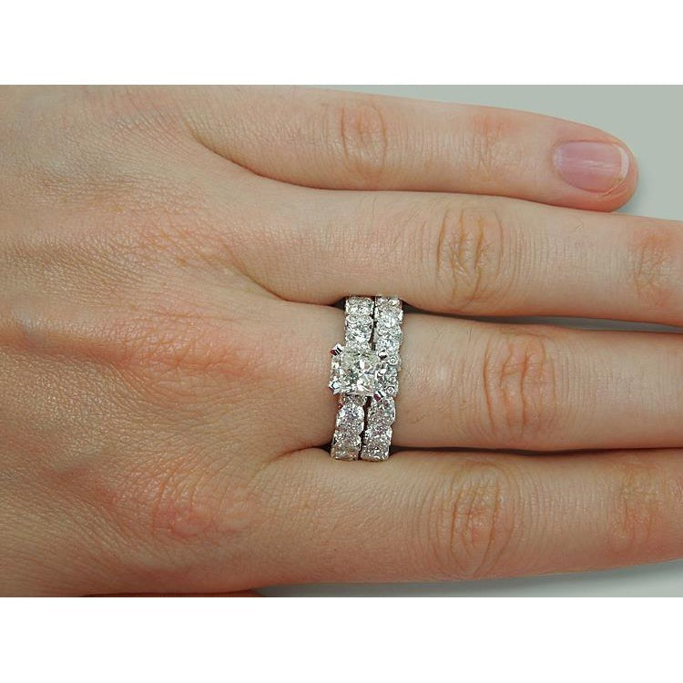 6.25 Carat Real Diamond Engagement Ring Band Set White Gold 14K - Engagement Ring Set-harrychadent.ca