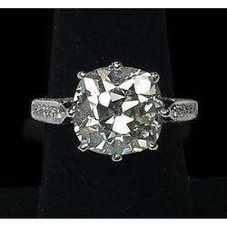 6.25 Carats Cushion Natural Diamond Old Miner Antique Style Ring