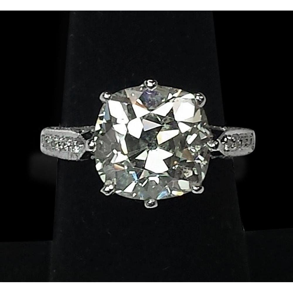 6.25 Carats Cushion Natural Diamond Old Miner Antique Style Ring