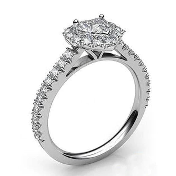 6.25 Carats Heart Cut With Accent Real Diamond Ring Halo Jewelry 