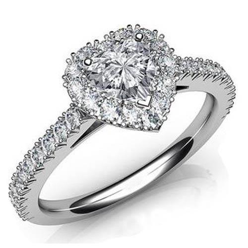 6.25 Carats Heart Cut With Accent Real Diamond Ring Halo Jewelry Sparkling