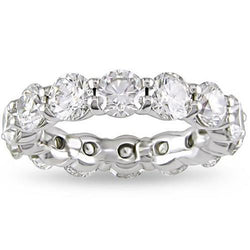 6.30 Carats Round Lab Grown Diamond Eternity Wedding Band White Gold 14K