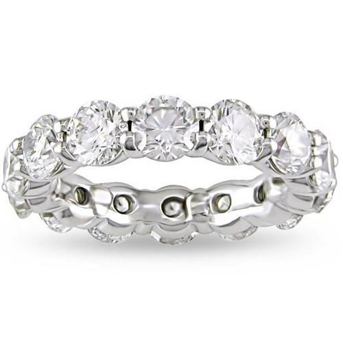 6.30 Carats Round Lab Grown Diamond Eternity Wedding Band White Gold 14K