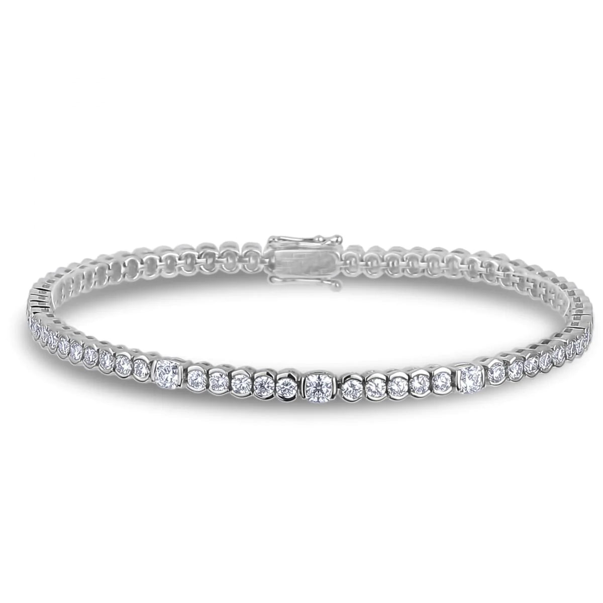 6.30 Carats Sparkling Lab Grown Diamonds Women Tennis Bracelet Gold White 14K
