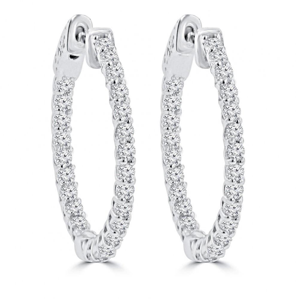 6.40 Carats F Vvs1 Genuine Diamonds Women Hoop Earrings White Gold 14K New