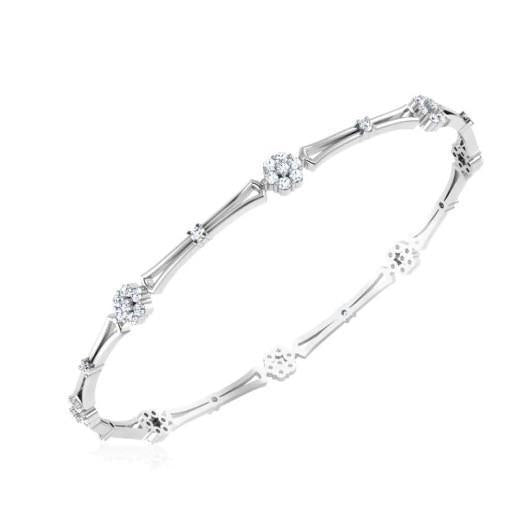 6.40 Ct Round Cut Real Diamond Bangle 14K White Gold