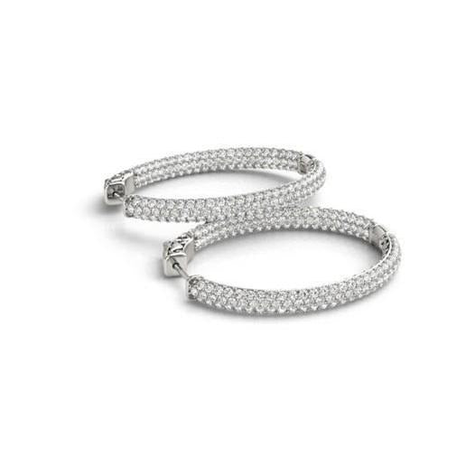 6.50 Carats Small Round Cut Real Diamonds Lady Hoop Earrings Gold White - Hoop Earrings-harrychadent.ca