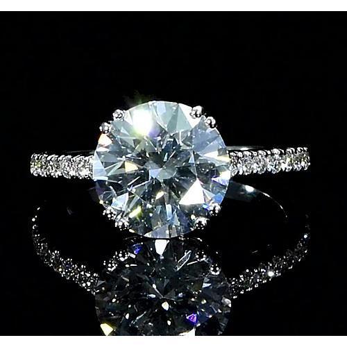 6.50 Carats Women Real Diamond Ring Solitaire With Accents