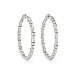 6.50 Ct. Brilliant Cut Sparkling Real Diamonds Women Hoop Earrings Gold