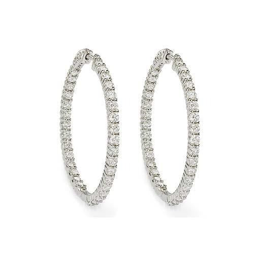 6.50 Ct. Brilliant Cut Sparkling Real Diamonds Women Hoop Earrings Gold - Hoop Earrings-harrychadent.ca