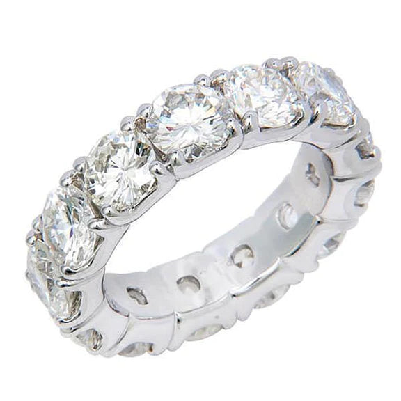 6.50 Ct Round Prong Set Genuine Diamond Eternity Band Women Gold Jewelry