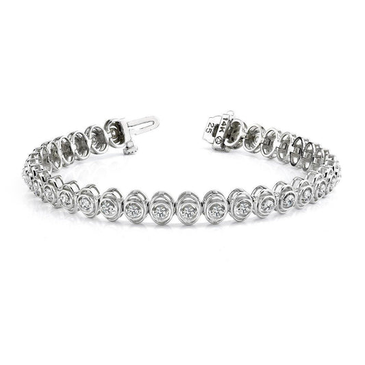 6.60 Carats Genuine Round Cut Diamond Link Bracelet White Gold 14K Jewelry
