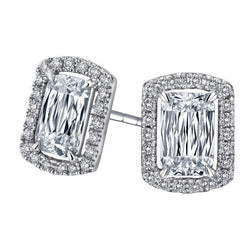 6.70 Carats Cushion & Round Cut Real Diamonds Lady Stud Earrings