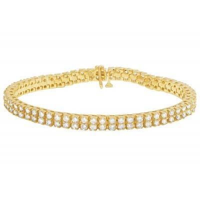 6.70 Carats Double Row Natural Diamonds Tennis Bracelet Yellow Gold 14K
