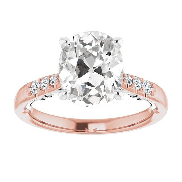 6.75 Carats Engagement Round & Cushion Real Old Mine Cut Diamonds Filigree