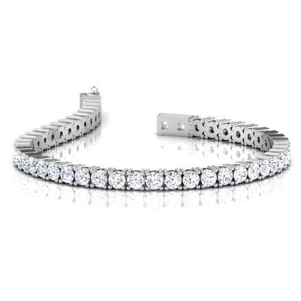 6.75 Carats Round Brilliant Cut Real Diamonds Tennis Bracelet White Gold