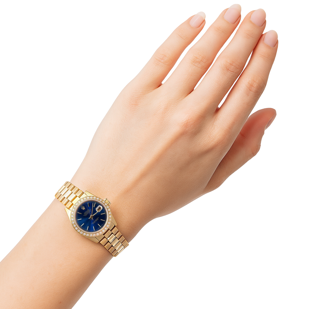 Diamond Bezel Rolex Dj Women Watch President Style Yg Blue Stick