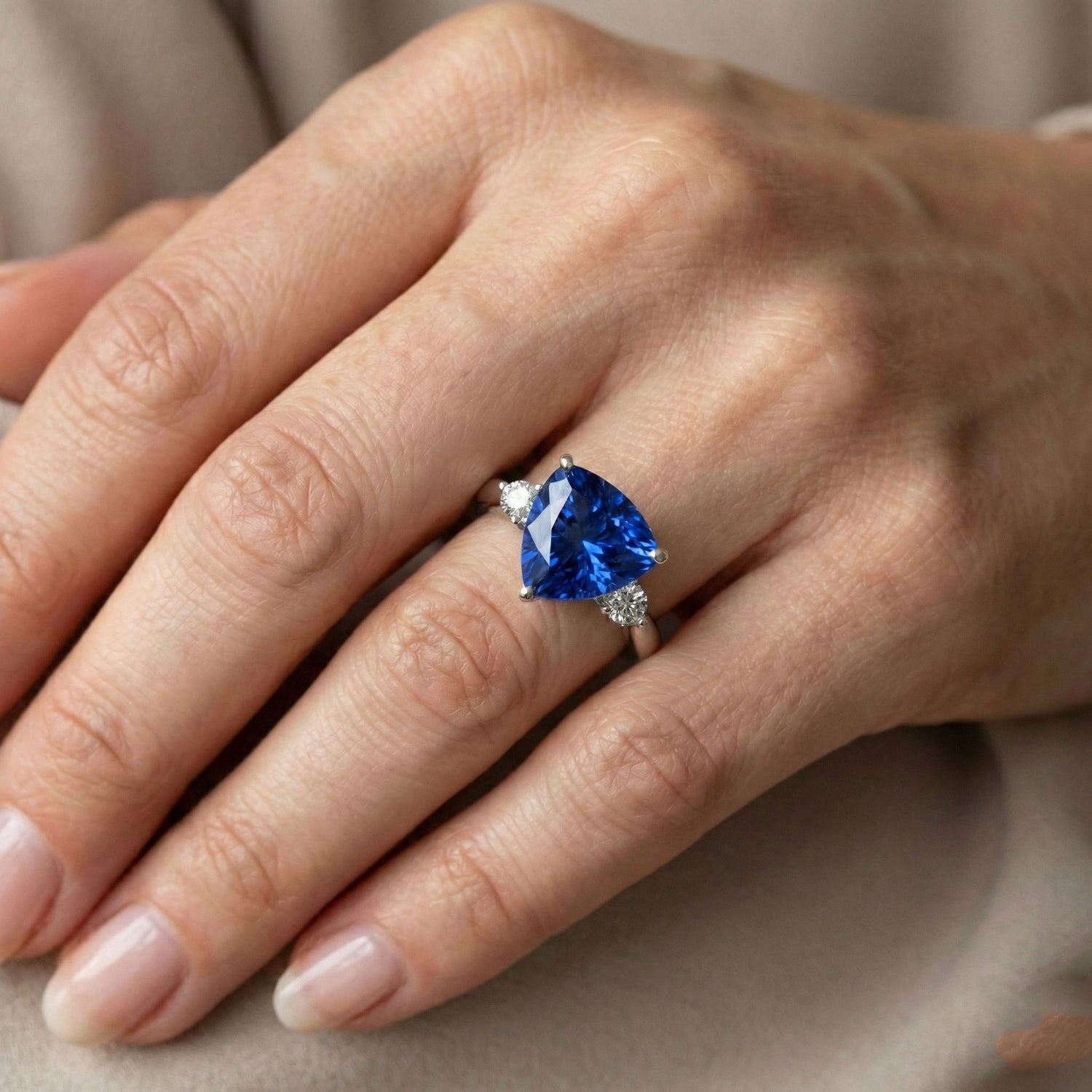 natural round sapphire 6ct ring with diamond accents