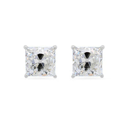 Solitaire Stud Earrings Cushion Old Miner Real Diamonds 3 Carats Prong Set