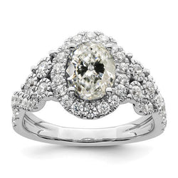 6 Carats Halo Engagement Ring Round & Oval Old Cut Real Natural Earth Mined Diamonds Gold