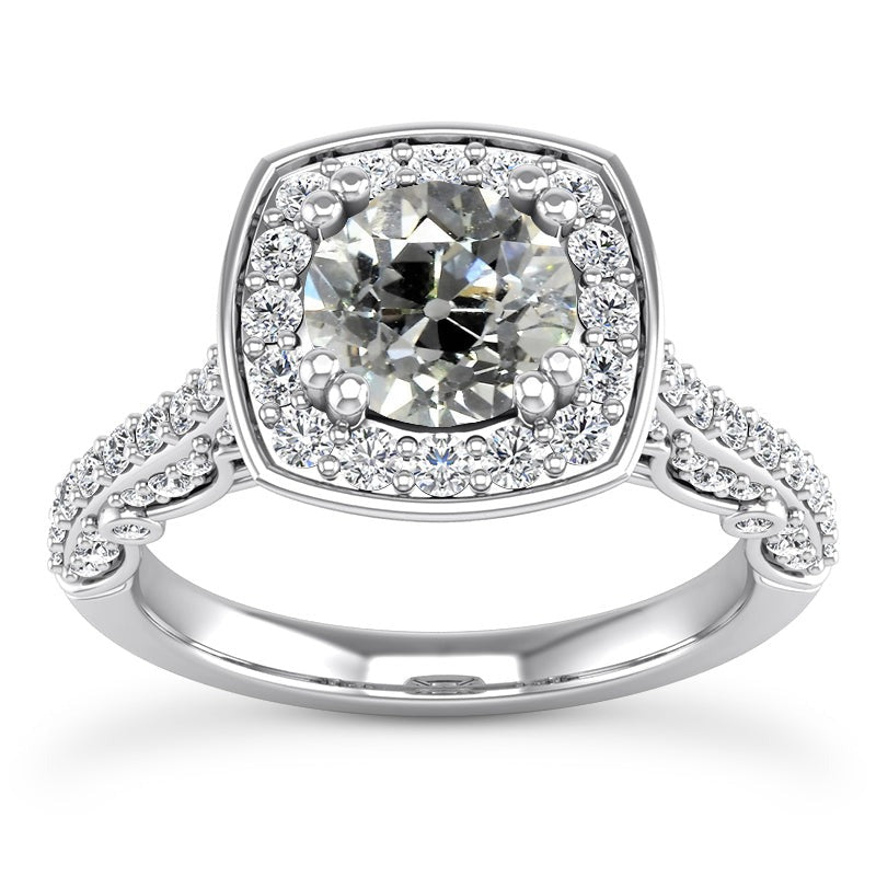 6 Carats Halo Ring With Accents Real Round Old Miner Diamonds Milgrain