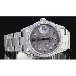 6 Carats Iced Out Custom Diamond Rolex Mens Watch Diamond Bezel Ss