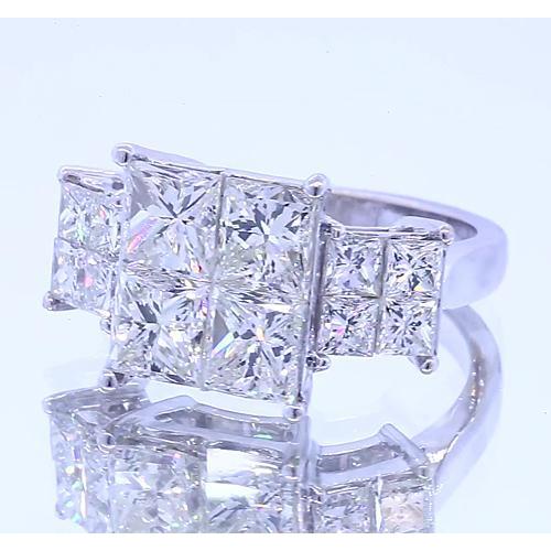 6 Carats Natural Diamond Engagement Ring Princess Cut White Gold 