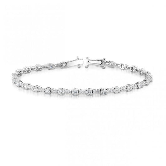 6 Carats Prong Set Natural Round Cut Diamond Tennis Bracelet White Gold 14K