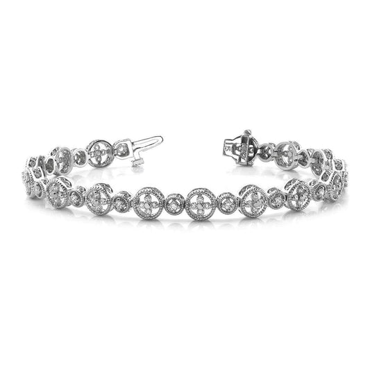 6 Carats Prong Setting Round Natural Diamond Lady Bracelet White Gold 14K