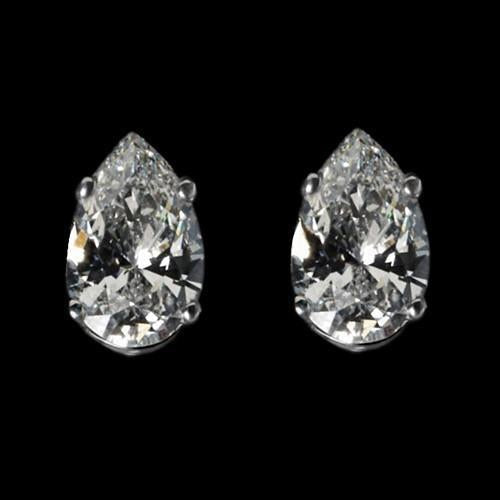 6 Carats Real Pear Cut Diamonds White Gold Stud Earrings New
