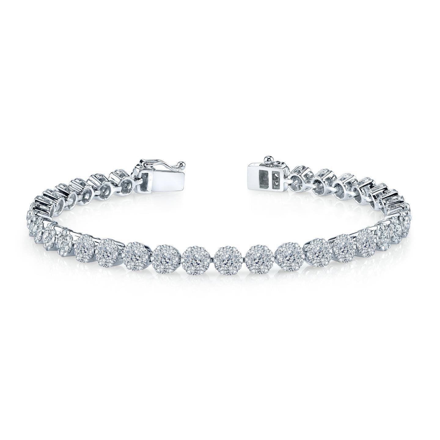 6 Carats Round Brilliant Cut Genuine Diamonds Ladies Bracelet WG 14K