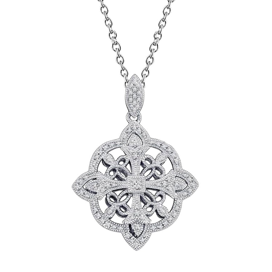 6 Carats Round Cut Real Diamonds Pendant Necklace White Gold 14K - Pendant-harrychadent.ca