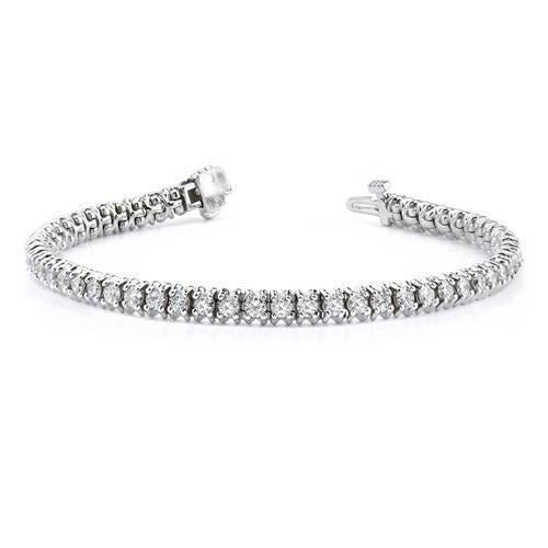 6 Carats Round Cut Real Diamonds Tennis Bracelet White Gold 14K Prong Set - Tennis Bracelet-harrychadent.ca