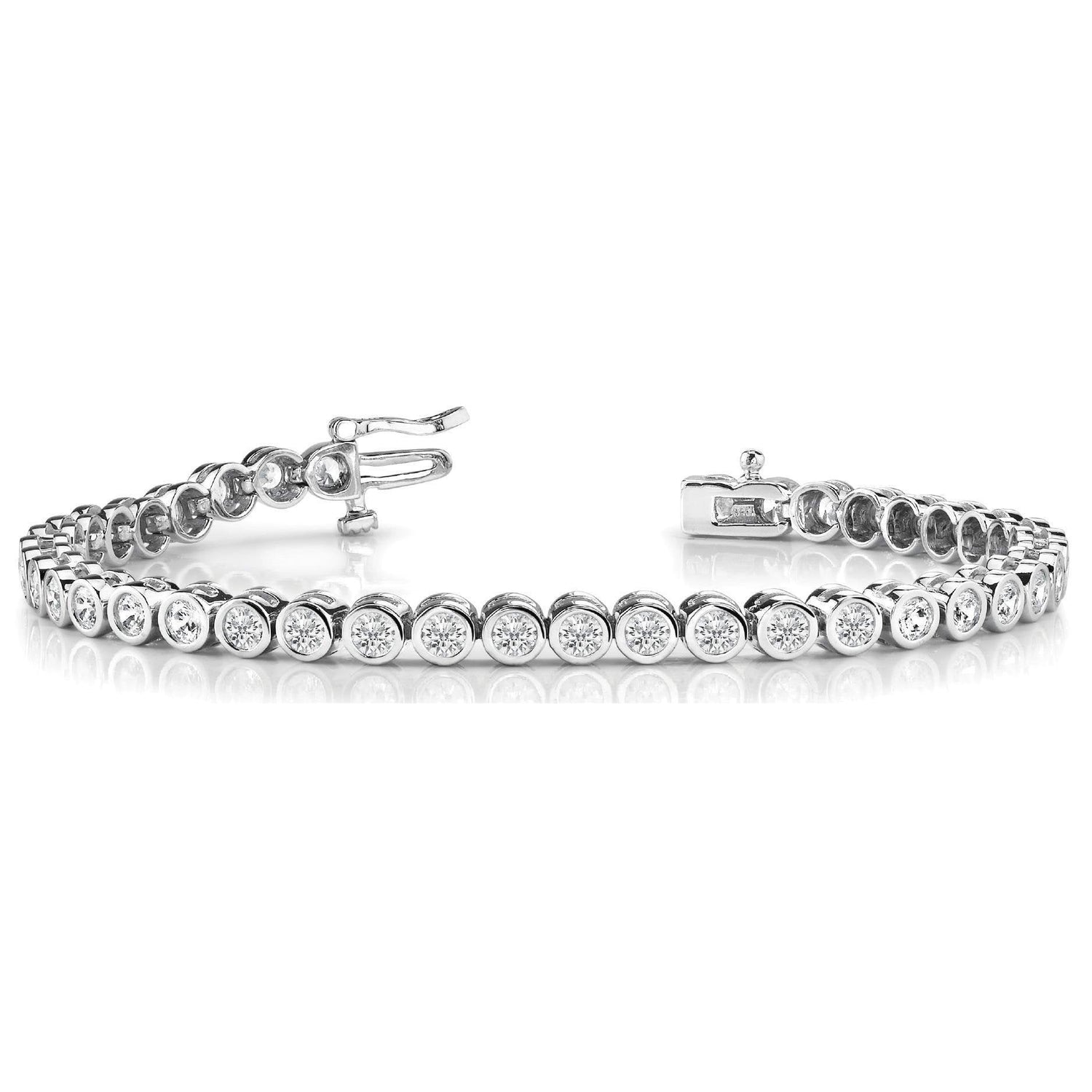 6 Carats Sparkling Real Round Diamonds Tennis Bracelet White Gold 14K