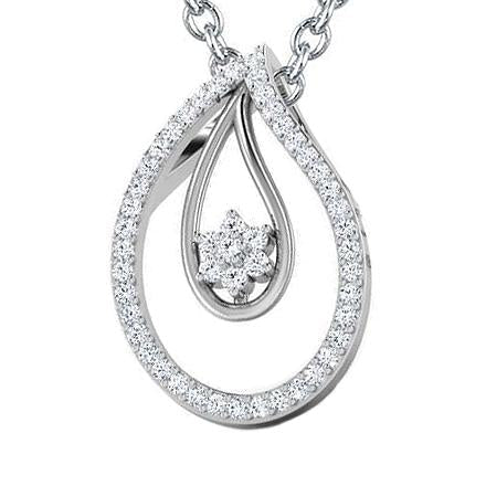 6 Carats Sparkling Round Cut Real Diamonds Pendant Necklace White Gold 14K