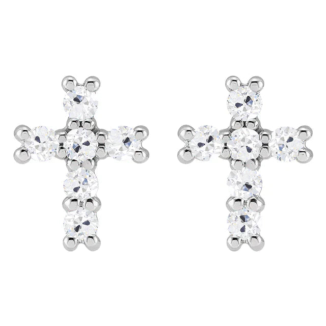 6 Ct Real Diamond Cross Earrings