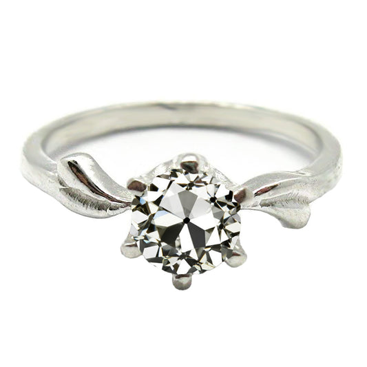 Antique Cushion Fine Diamond ring in 14 Karat White Gold – main view