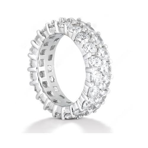 6 Carats Lab Grown Diamond Double Row White Gold Eternity Wedding Band
