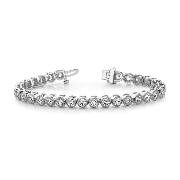 6 Carats Lab Grown Diamonds Women Tennis Bracelet Gold White 14K