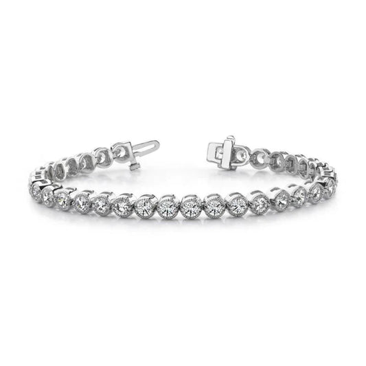 6 Carats Lab Grown Diamonds Women Tennis Bracelet Gold White 14K