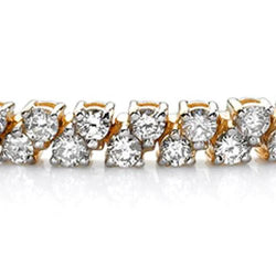6 Carats Round Brilliant Lab Grown Diamond Tennis Bracelet Yellow Gold 14K