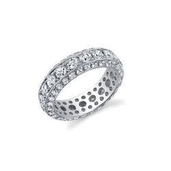 6 Carats Round Cut Lab Grown Diamond Eternity Wedding Band White Gold 14K