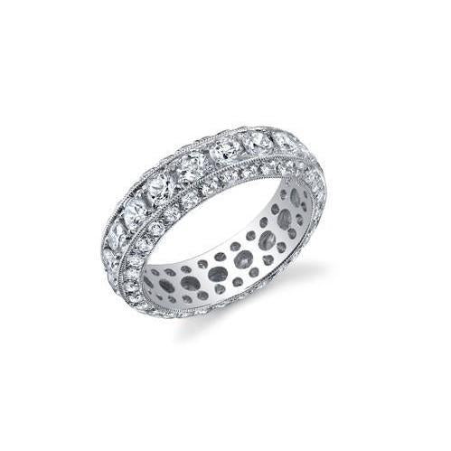 6 Carats Round Cut Lab Grown Diamond Eternity Wedding Band White Gold 14K