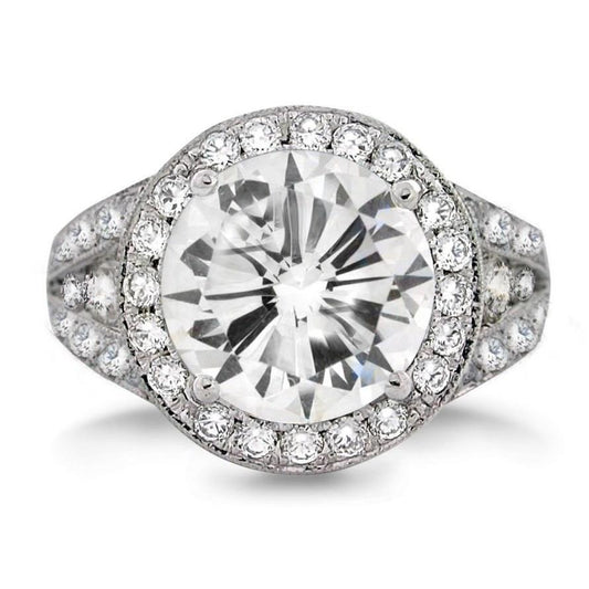 Real Diamond Halo Engagement Ring 6 ct 14K White Gold – main view