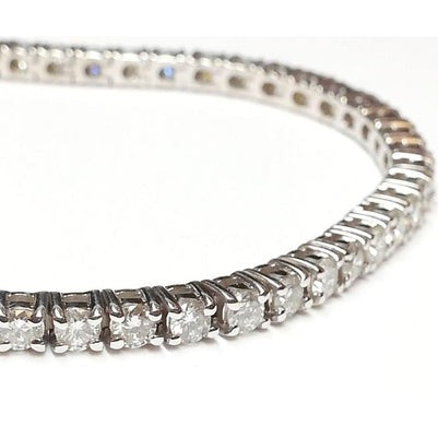 6 Ct Prong Set Real Round Brilliant Cut Lab Grown Diamond Tennis Bracelet Gold 14K