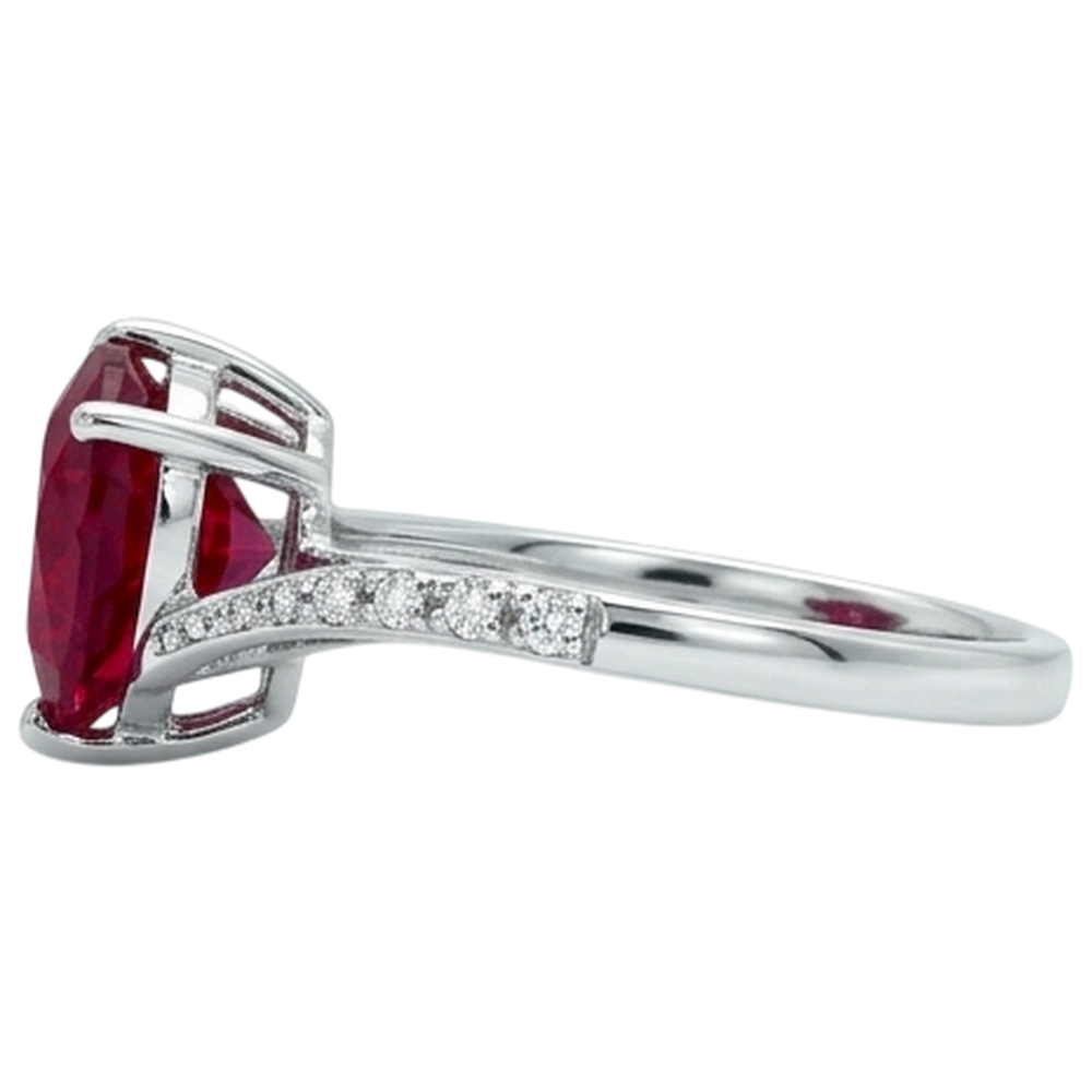 natural round ruby 7.20ct ring top view