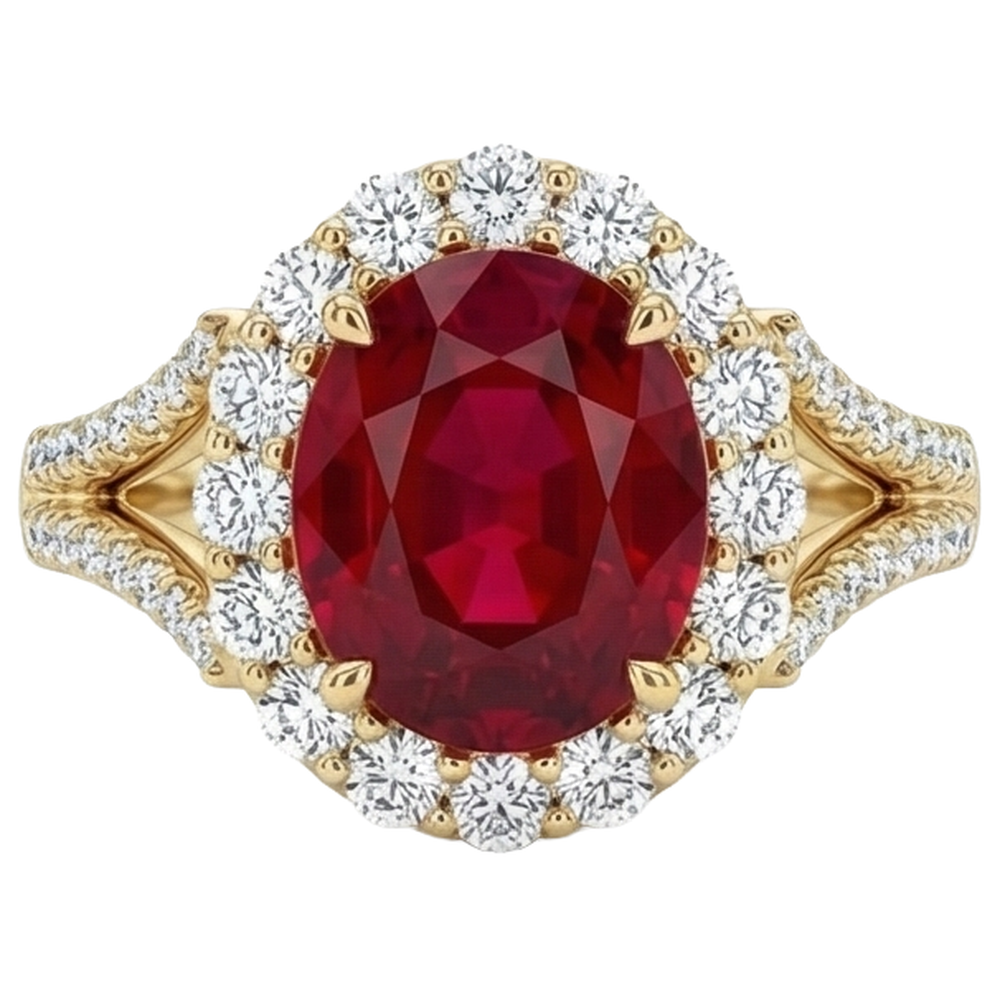 natural round ruby 7.25ct ring front view
